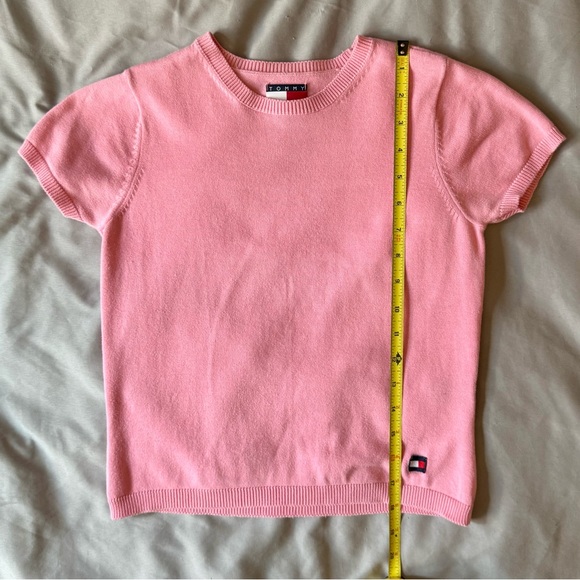 Vintage TOMMY HILFIGER Y2K Pink Cardigan Set Xs S M 90s Baby Tee Cropped - Picture 6 of 17